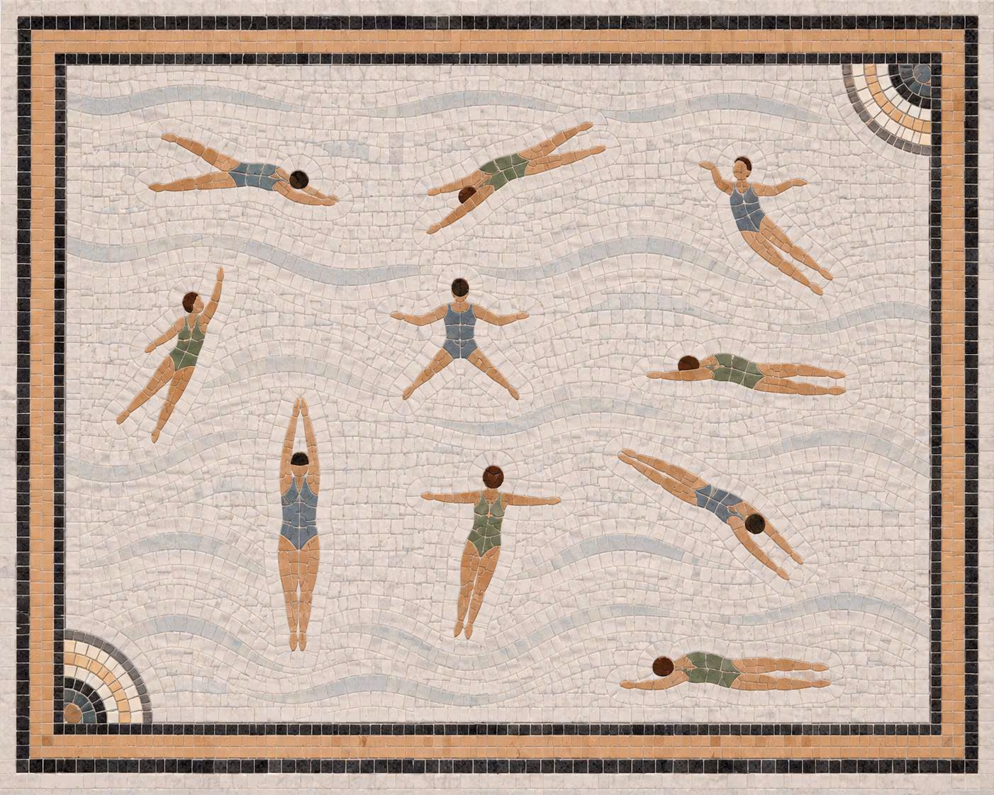 Swimmers Mosaic Tile | Custom Bathroom Floor Tile | Custom Pool Mosaic Decor | Patio & outdoor tile | Custom Size Available