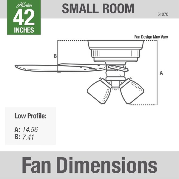 Hunter 42" Newsome Flush Mount Ceiling Fan w/ 3-Light LED Light Kit and Pull Chain