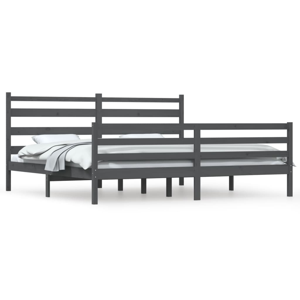 Rama łóżka lite drewno sosnowe 200 x 200 cm szara