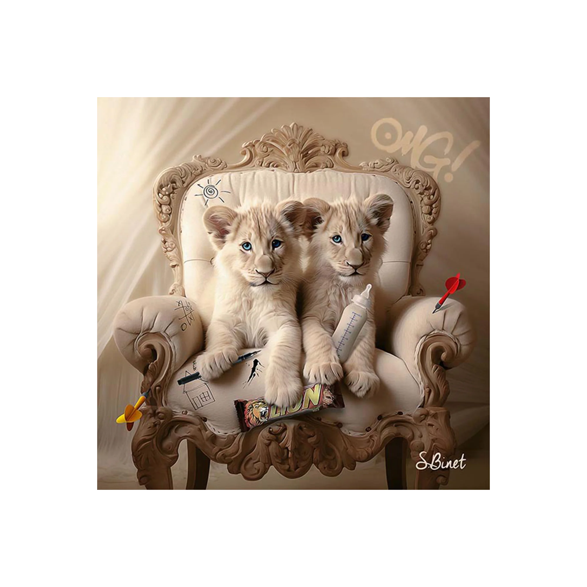 Tableau BINET LION NY coloris noir