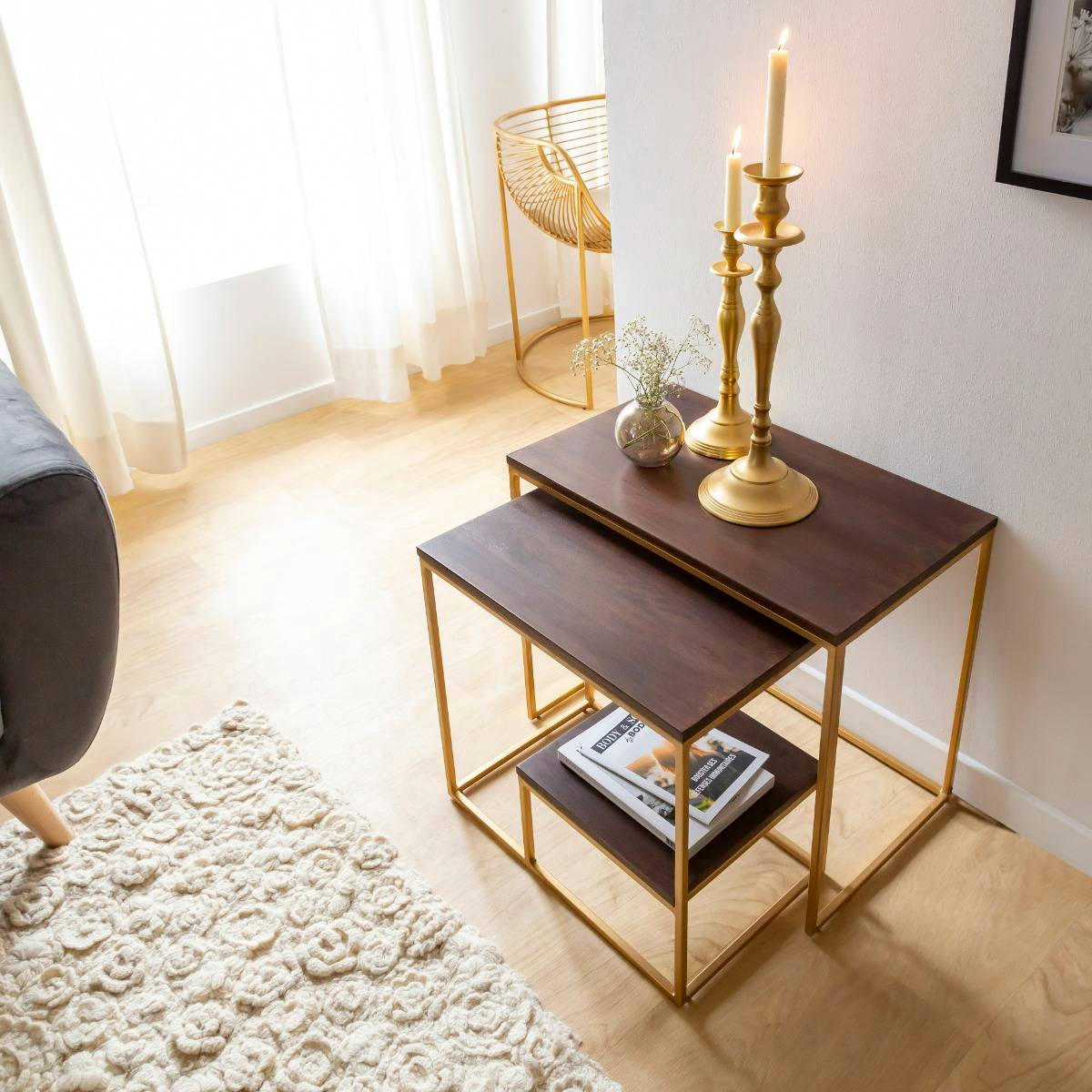 LÉON - Table console en bois marron 60 cm
