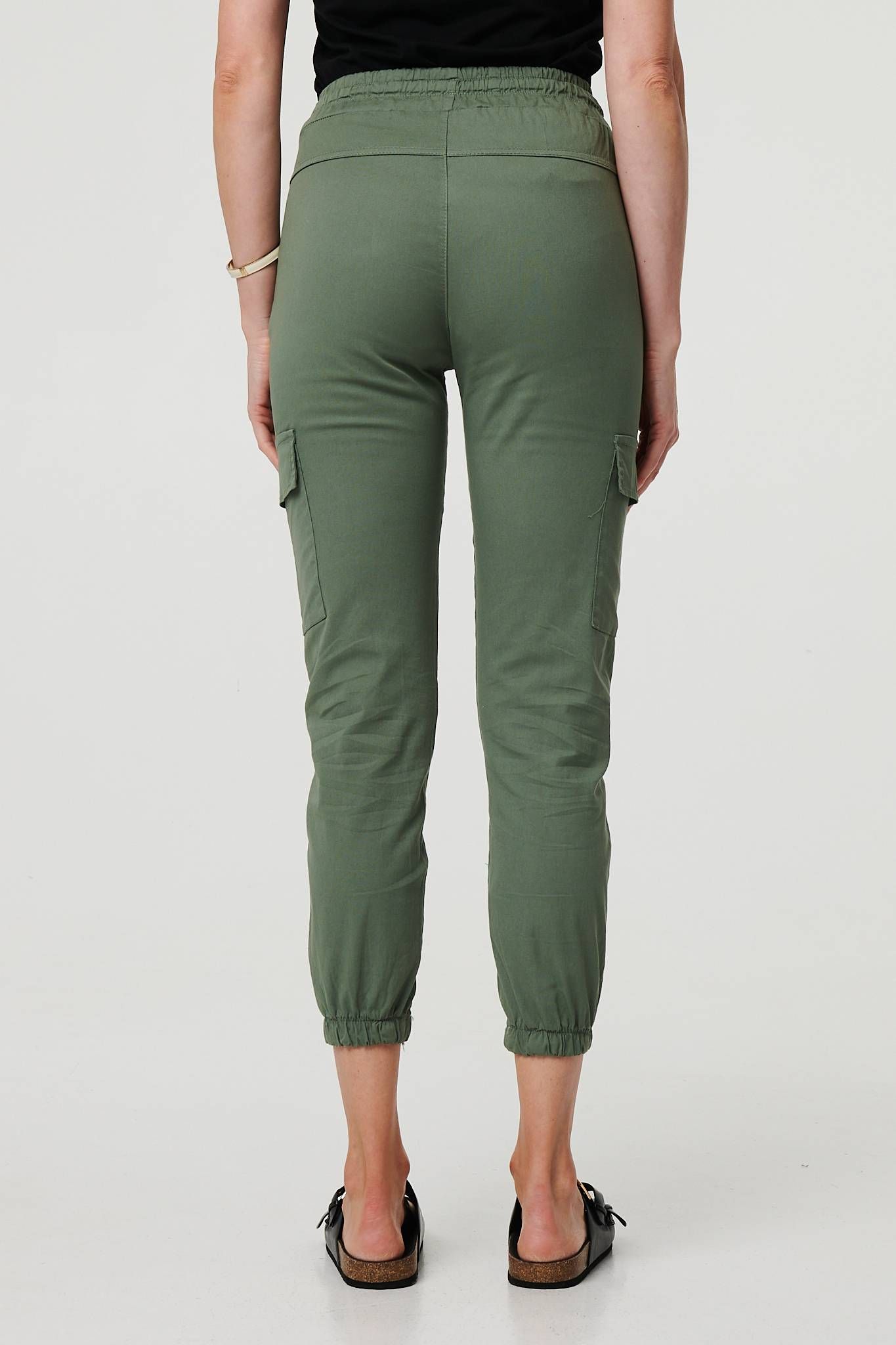 Izabel London High Waist Slim Fit Cropped Cargo Pants