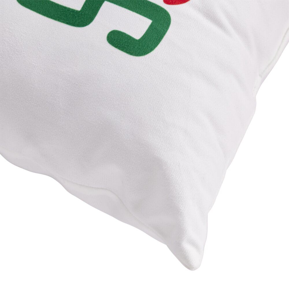 Coussin carré inscription Chili Spicy motif piment blanc vert rouge 40x40cm