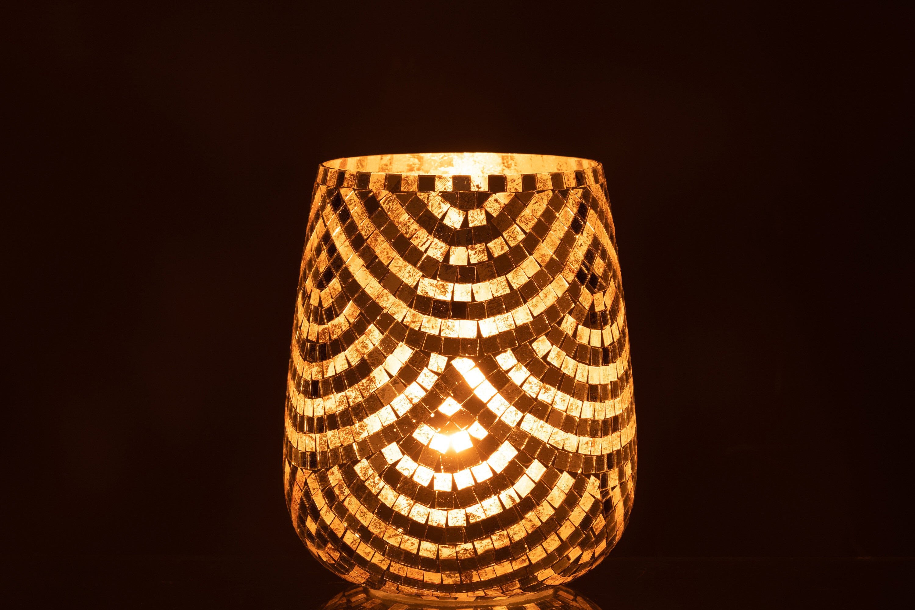J-Line windlicht Mozaiek - glas - zilver/goud - extra large