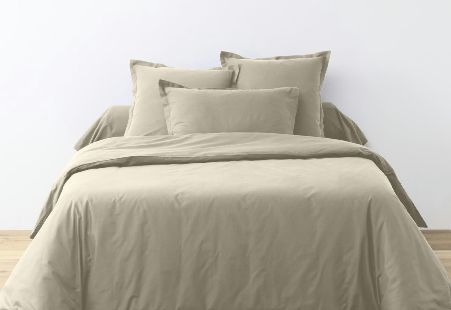 UNI BP - Parure housse de couette coton marron 200x200 cm