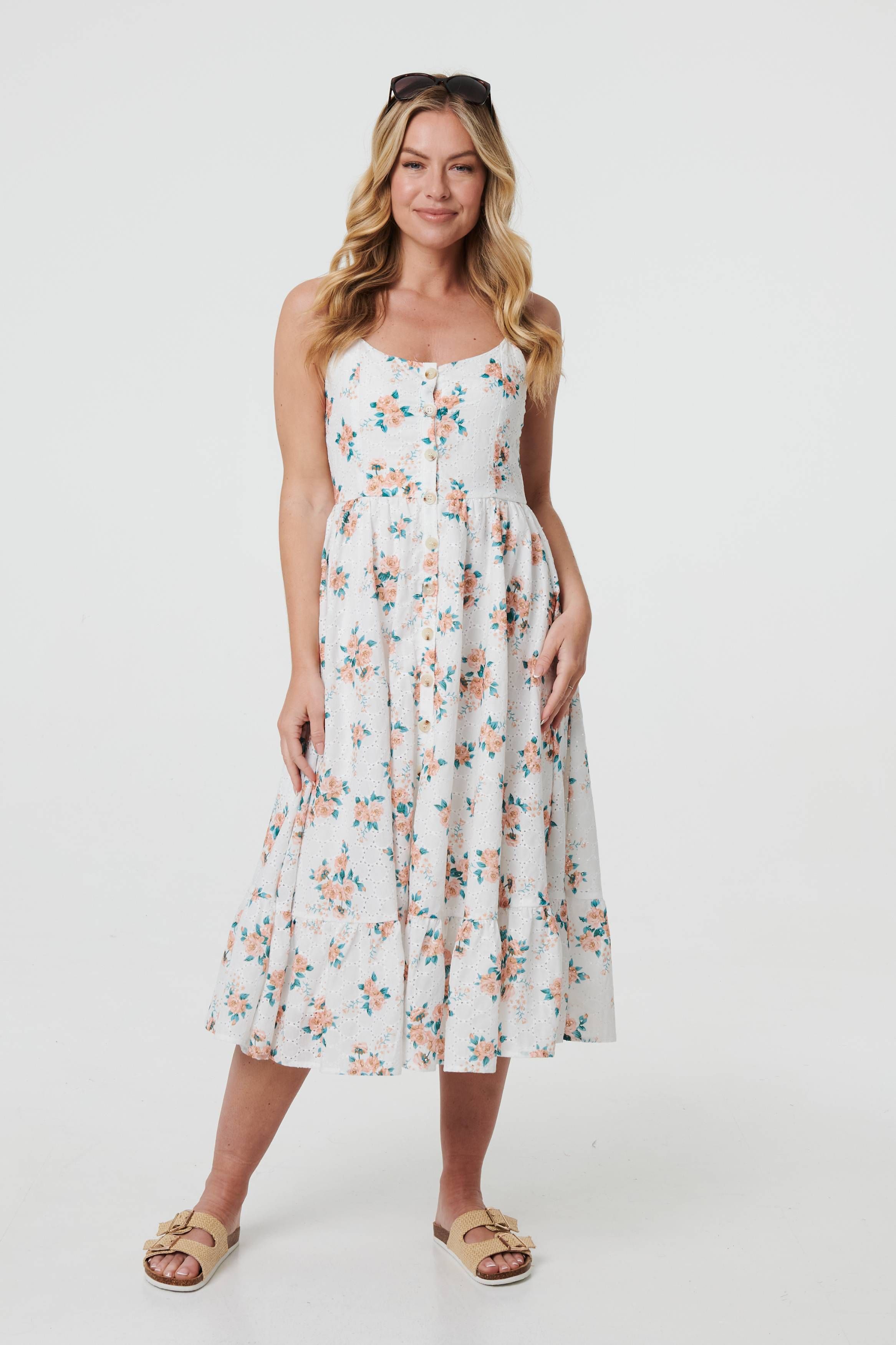 Izabel London Floral A-Line Cami Strap Midi Dress