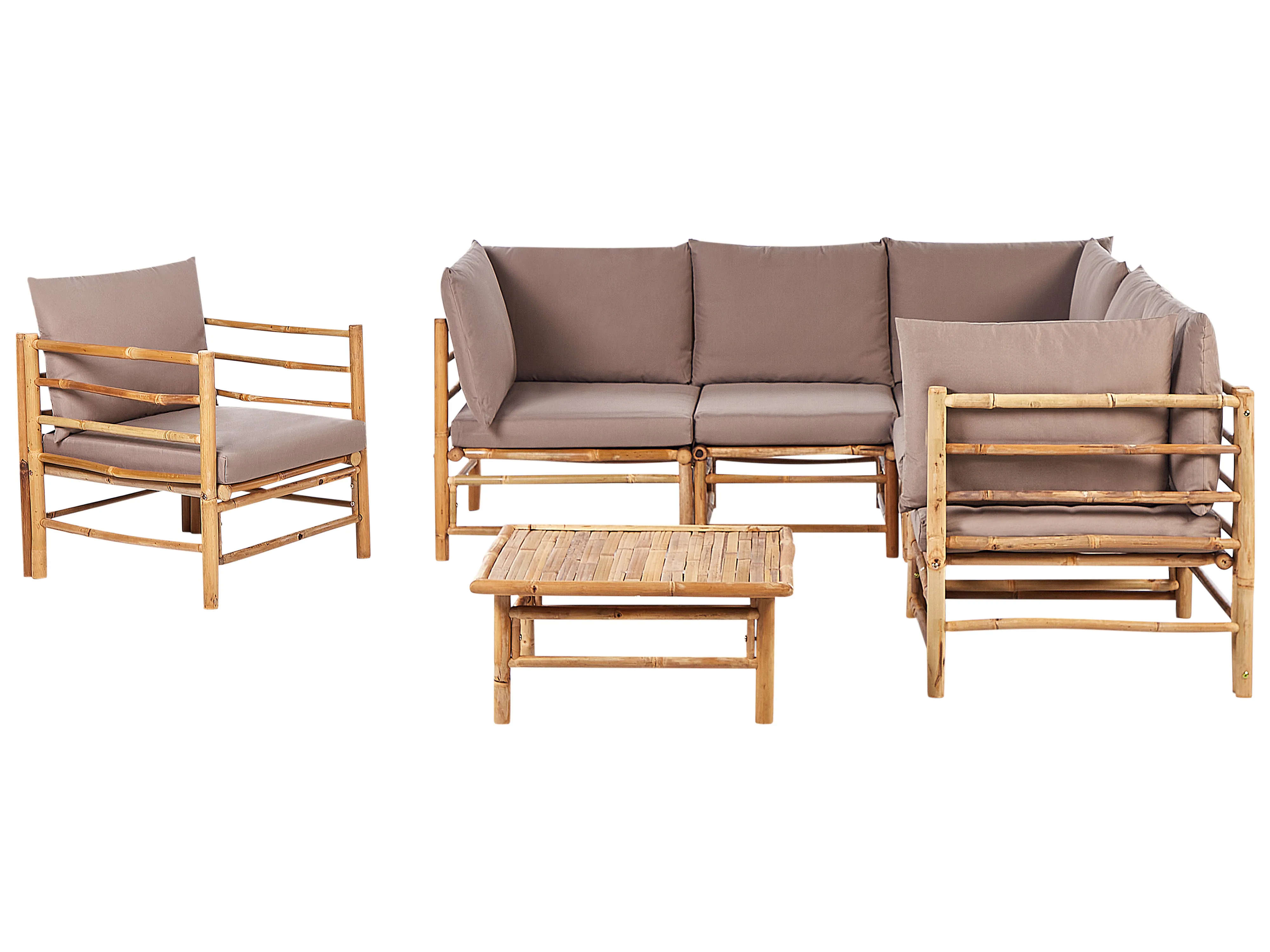 Garden Lounge Set with Table 6 Seater CERRETO Bamboo Taupe