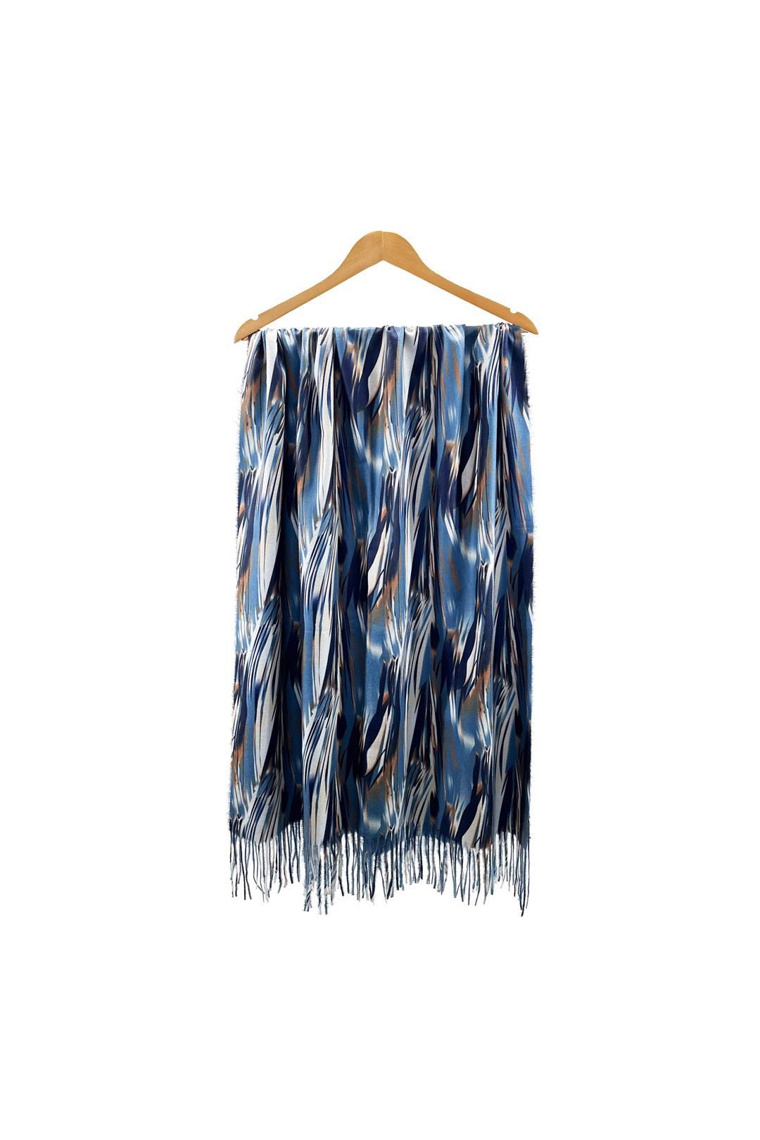 Vellin Lightweight Artistic Feather-Inspired Scarf with Fringe Edges