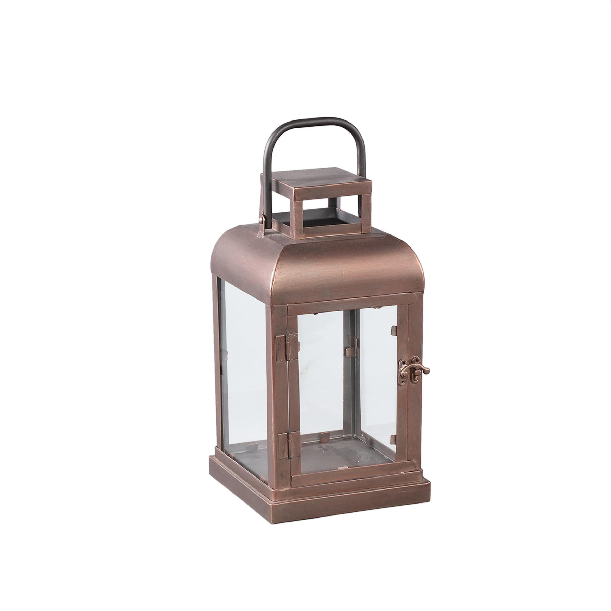 PTMD lantaarn Vitoria - bruin - 17x17x32cm