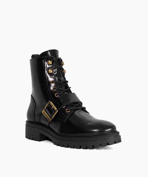Ouseburne Black - Leather Biker Ankle Boots