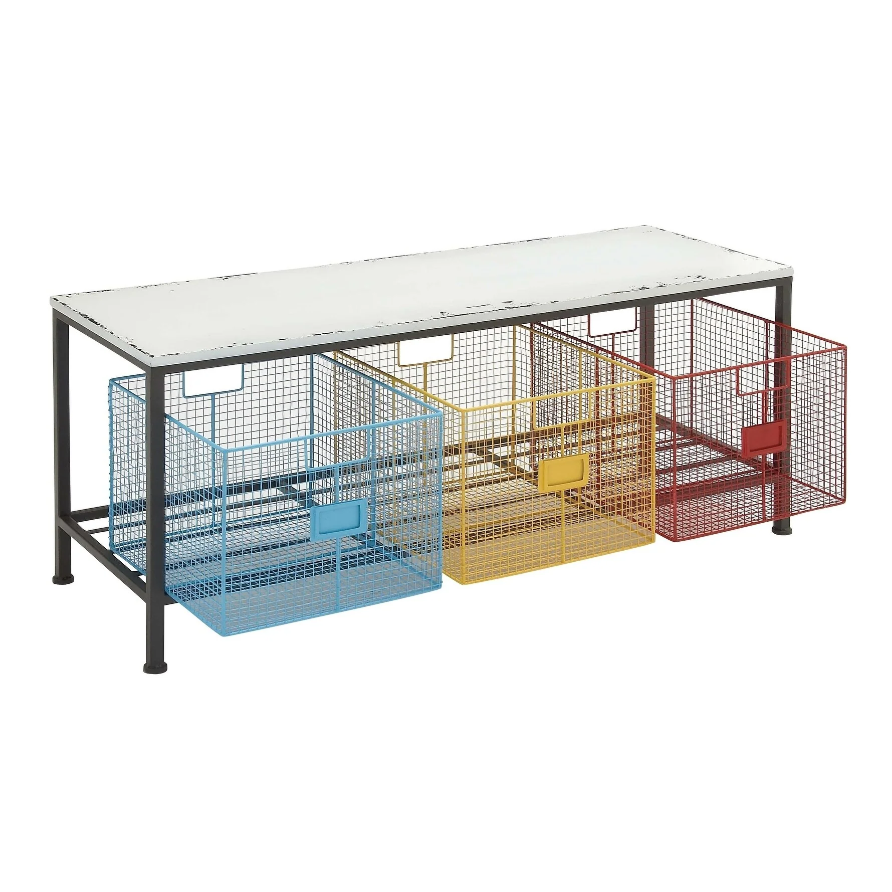 Strongly Built Metal Wood Storage Bench