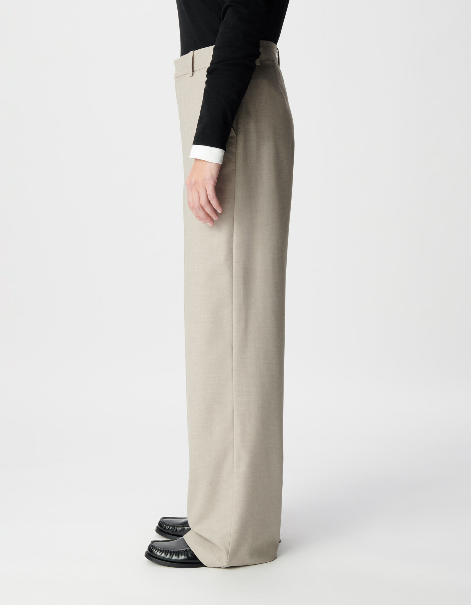 Pantalon de costume beige Femme
