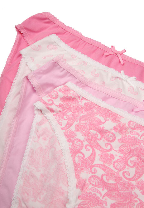 Womens 4pk Pink Paisley Print High Cut Briefs