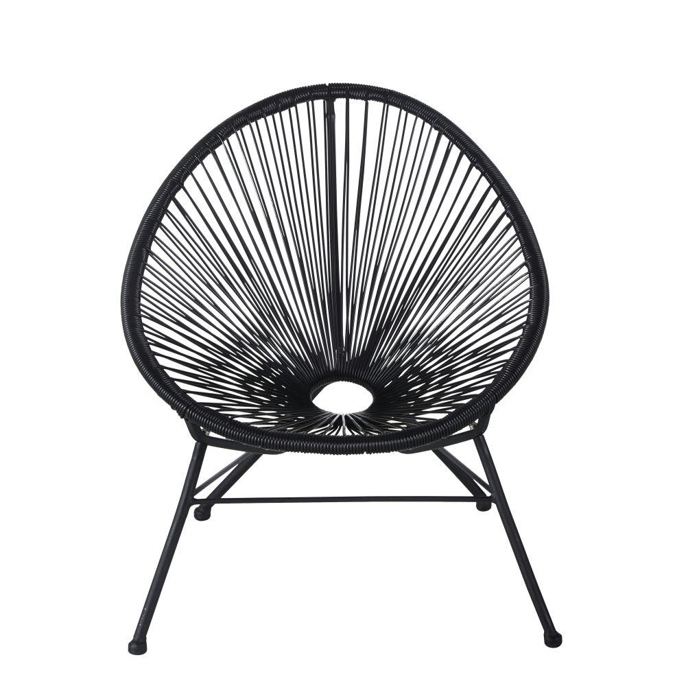 Copacabana - Fauteuil de jardin enfant en résine et métal noirs