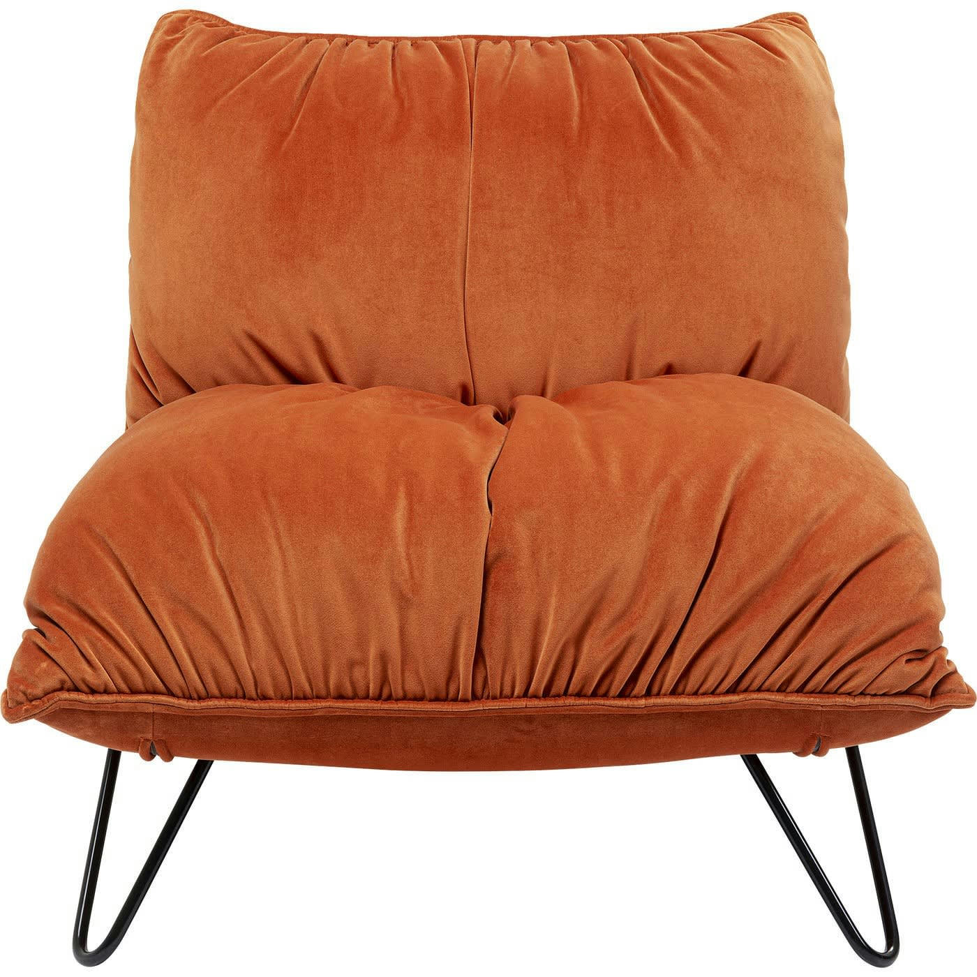 PORT PINO - Fauteuil en velours orange et acier