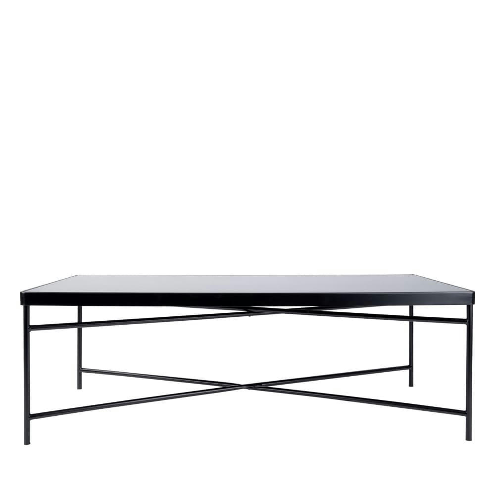 SMOOTH - Table basse rectangulaire en verre et métal noir