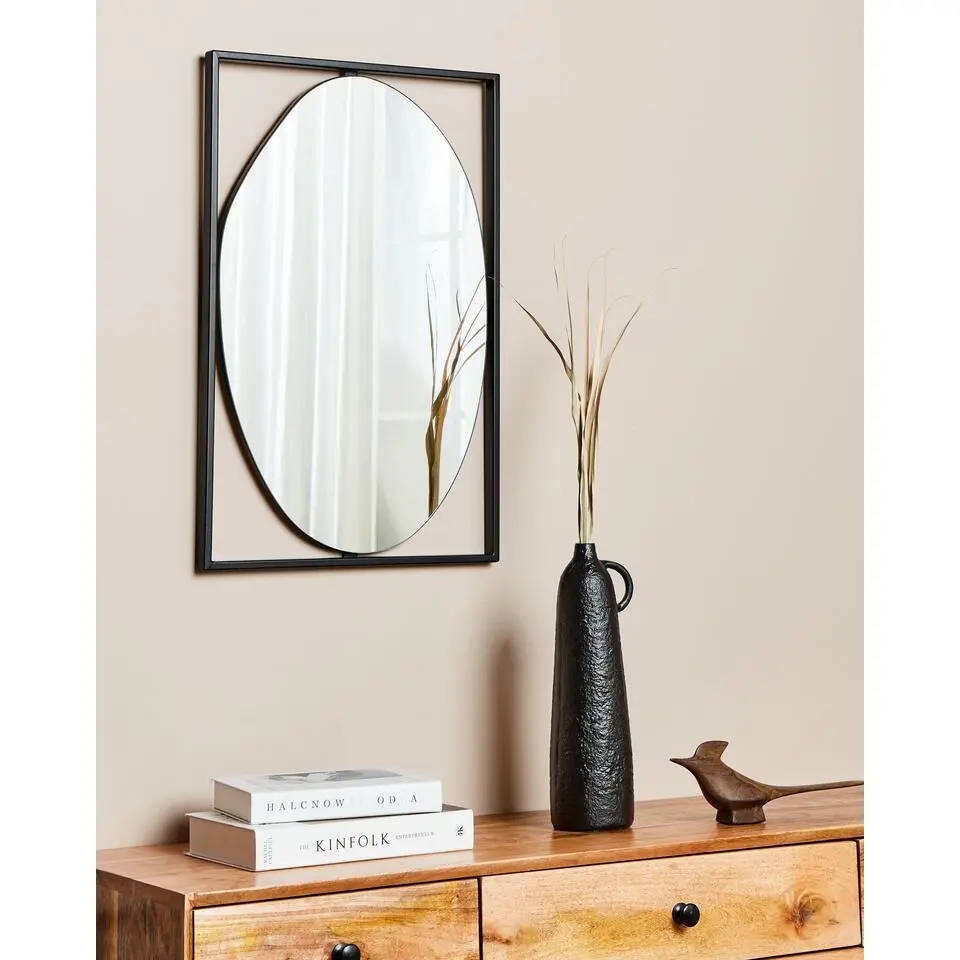 NIBELLE - Wandspiegel - Zwart - 40 x 60 cm - Glas