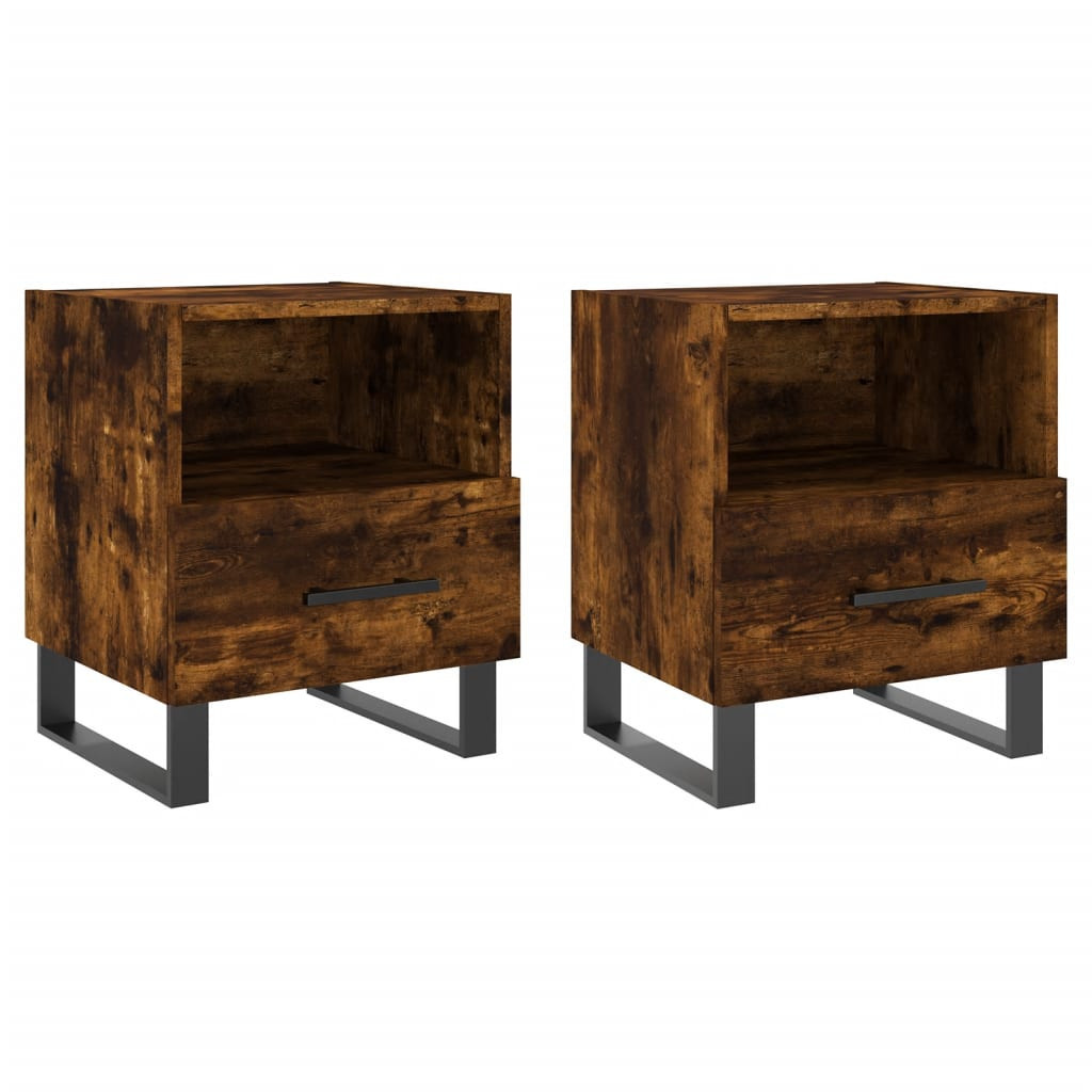 2x Szafka Nocna Stolik Komoda Brązowa z Szufladą Do Sypialni 40x35x47,5 cm