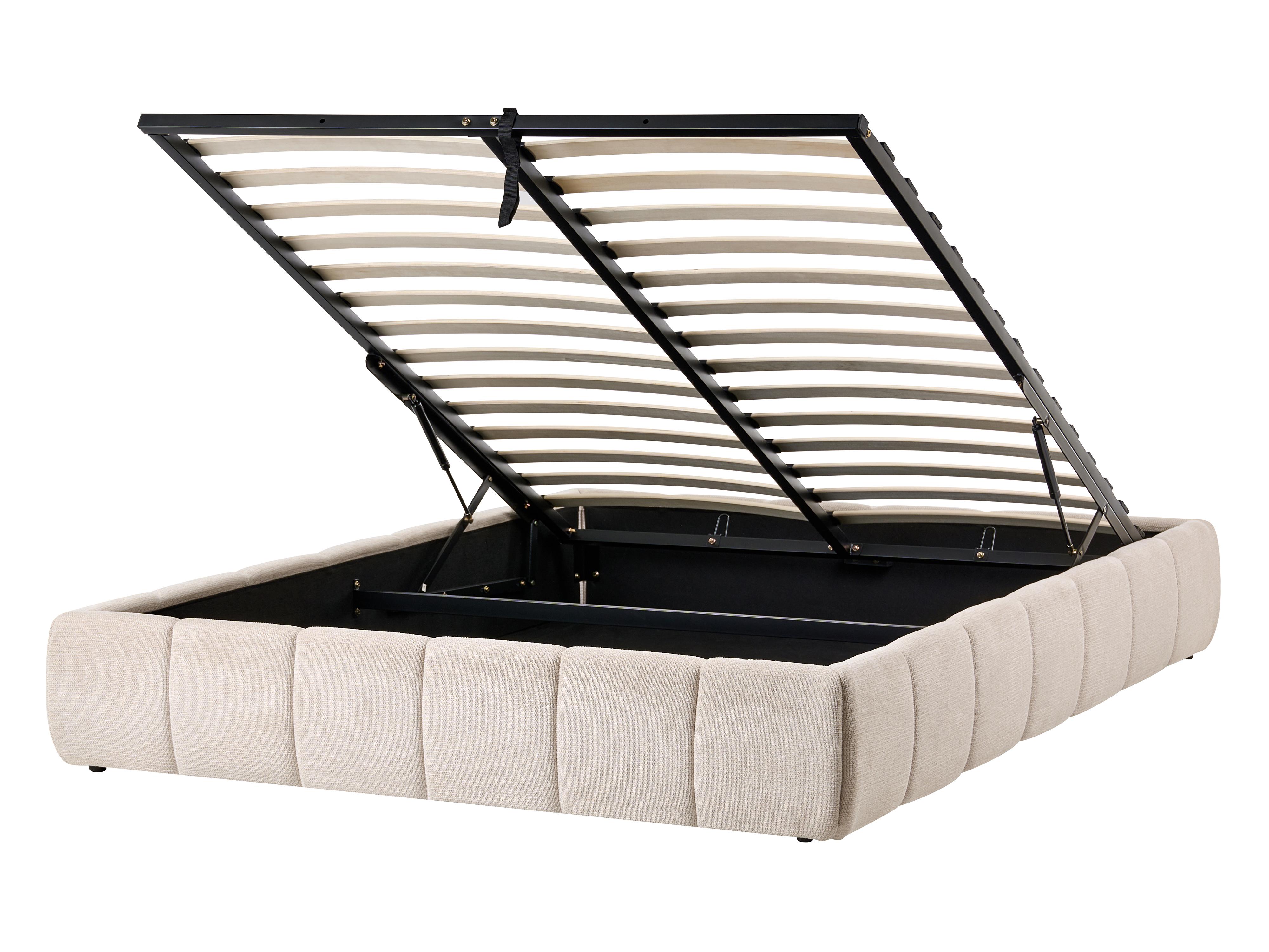 Ottoman Bed without Headboard Fabric GENAS 140 x 200 cm (EU Double) Light Beige