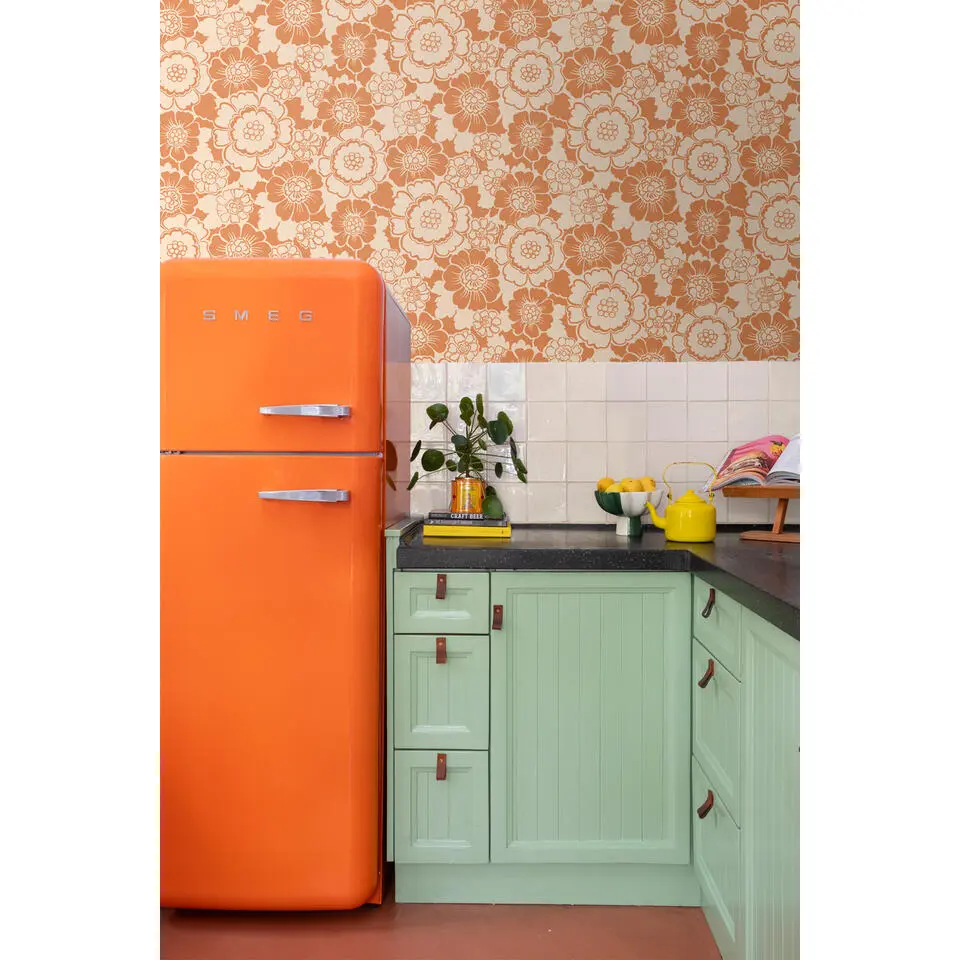 ESTAhome behang retro bloemen oranje - 50 x 900 cm