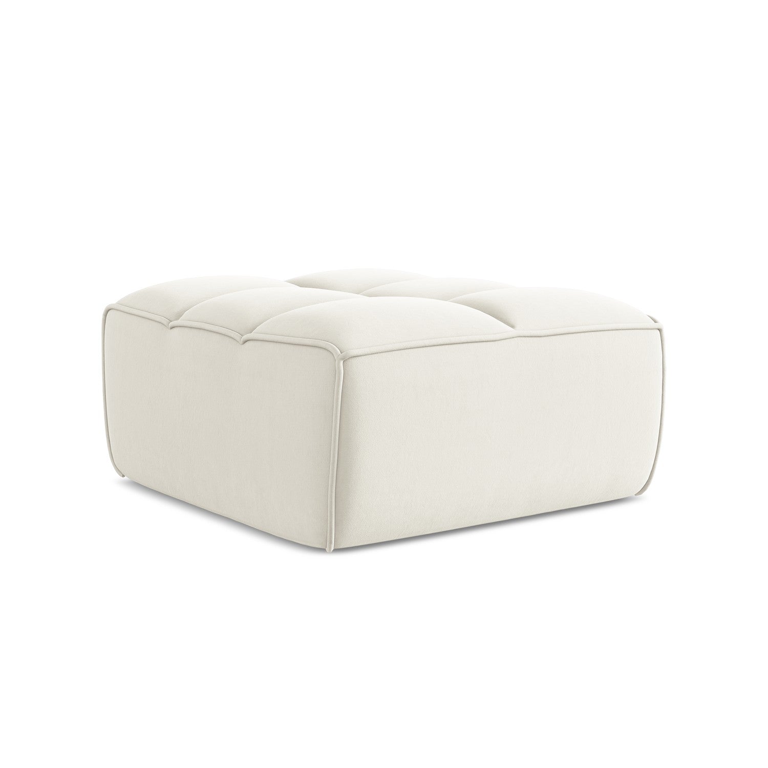 LaMiaSofa Poef Belluno - velours - lichtbeige - 80x93x43
