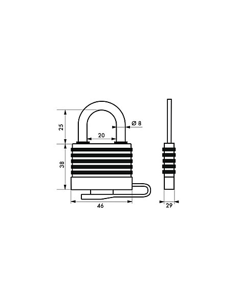 Cadenas à clé SP, extérieur, 40mm, gainé PVC, anse acier cémenté nickelé, 2 clés - SP