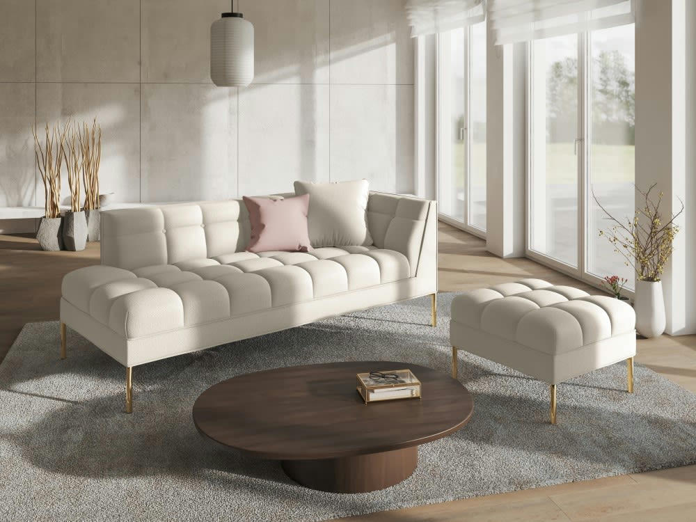 KAROO - Méridienne gauche tissu structuré beige clair