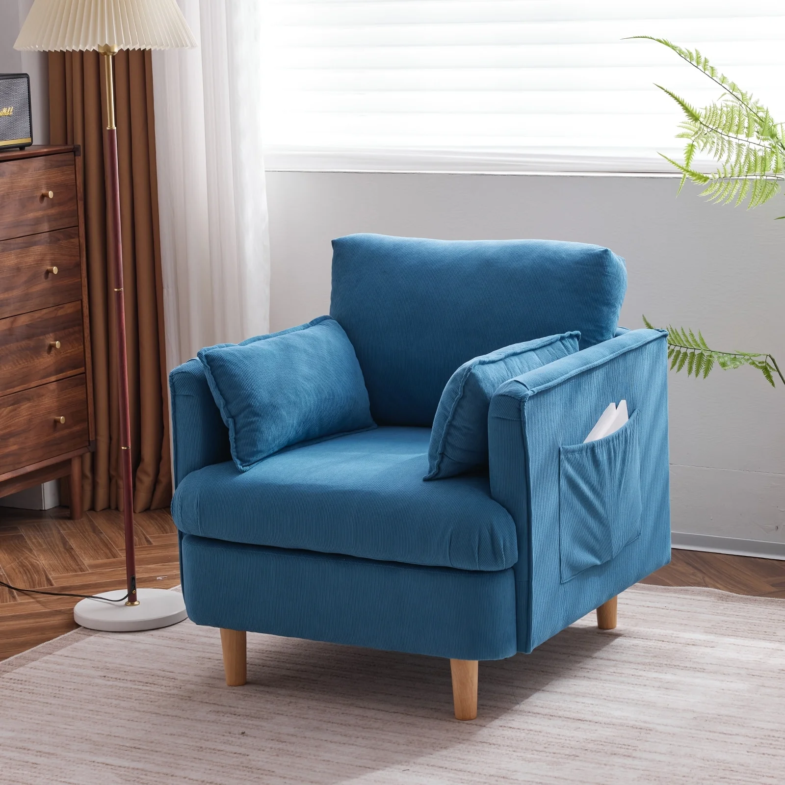 Modern Upholstered Reading Armchair - 34.25 x 34.60 x 33.46