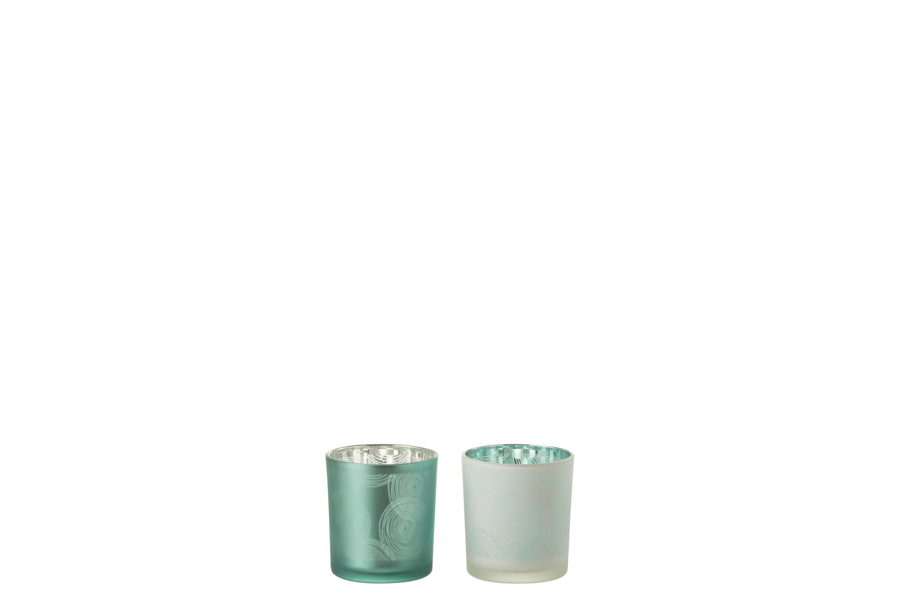 J-Line windlicht Spiralen - glas - mix - small - 2 stuks