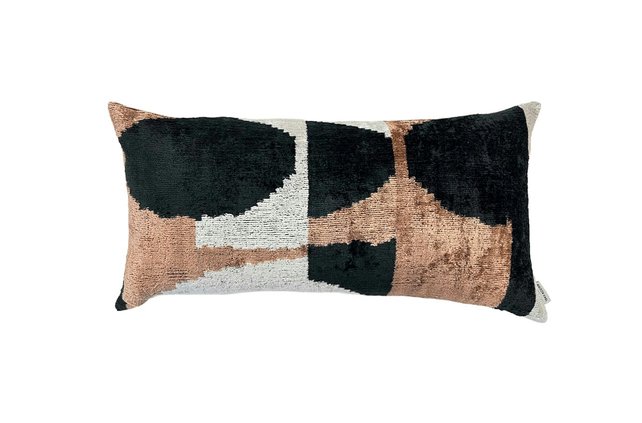 - Housse de coussin velours soie ikat   30x60 multicouleur