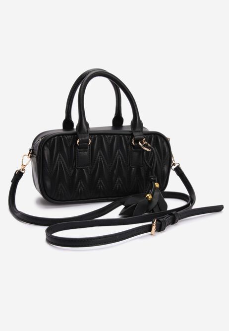 Womens Black Quilted Mini Bowler Bag