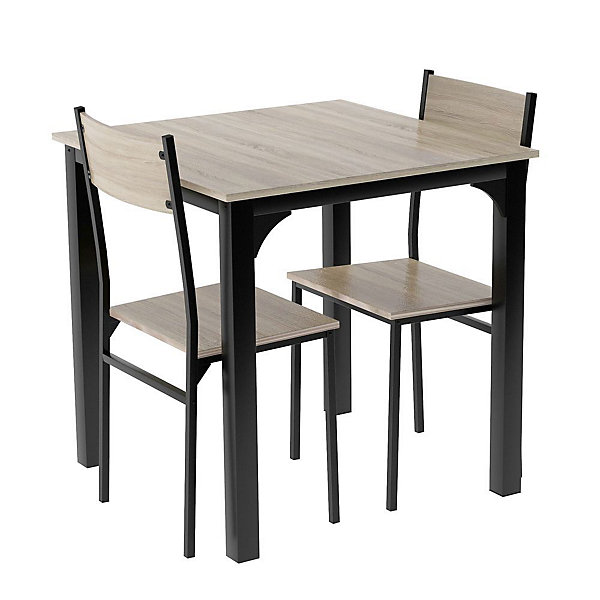 Ensemble Salon Table   2 Chaises Naturel Blackcolors