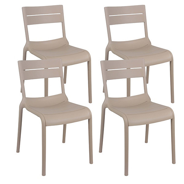 Lot de 4 chaises de terrasse en plastique beigeOviala