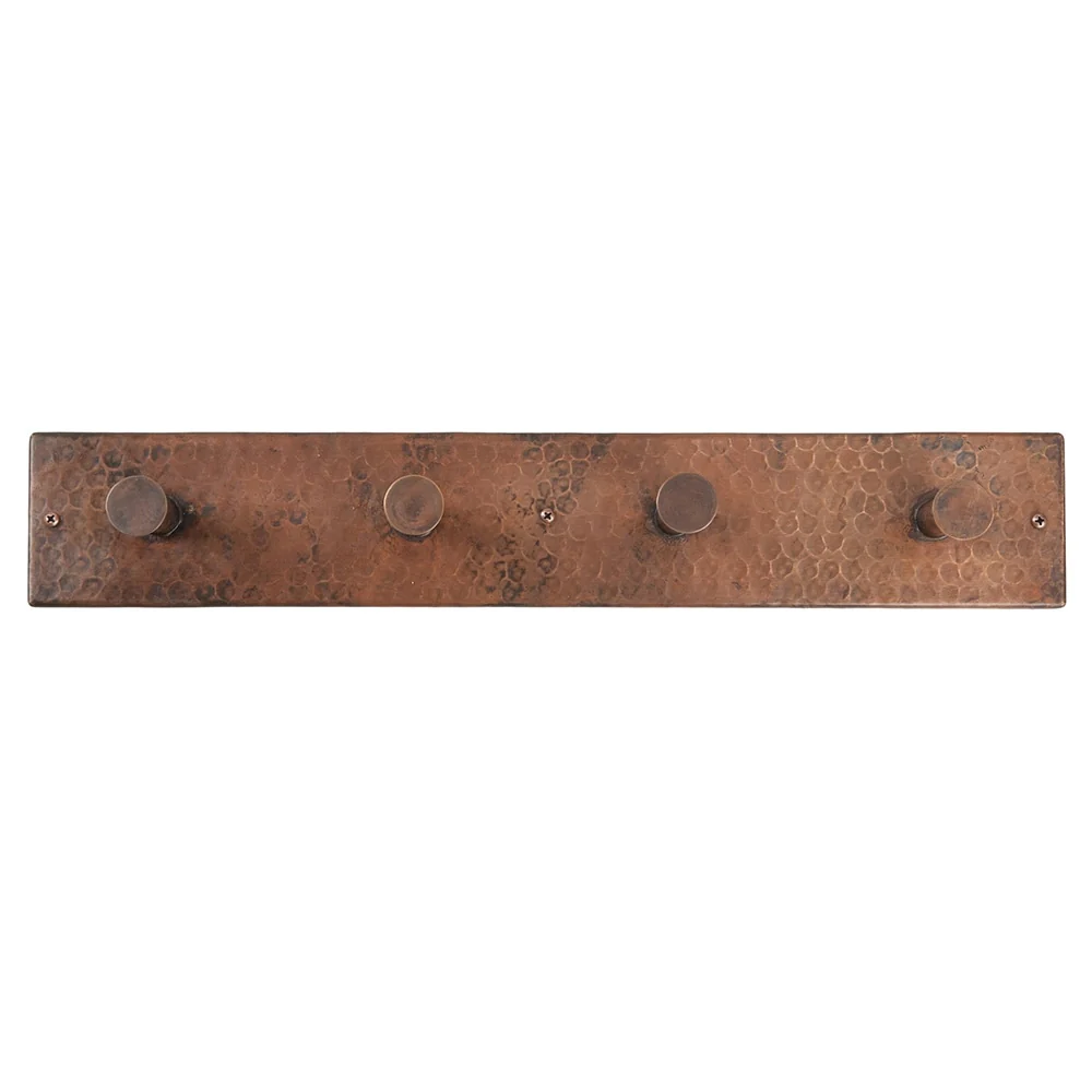 Hammered Copper Quadruple Robe/Towel Hook in Oil Rubbed Bronze (RH4)