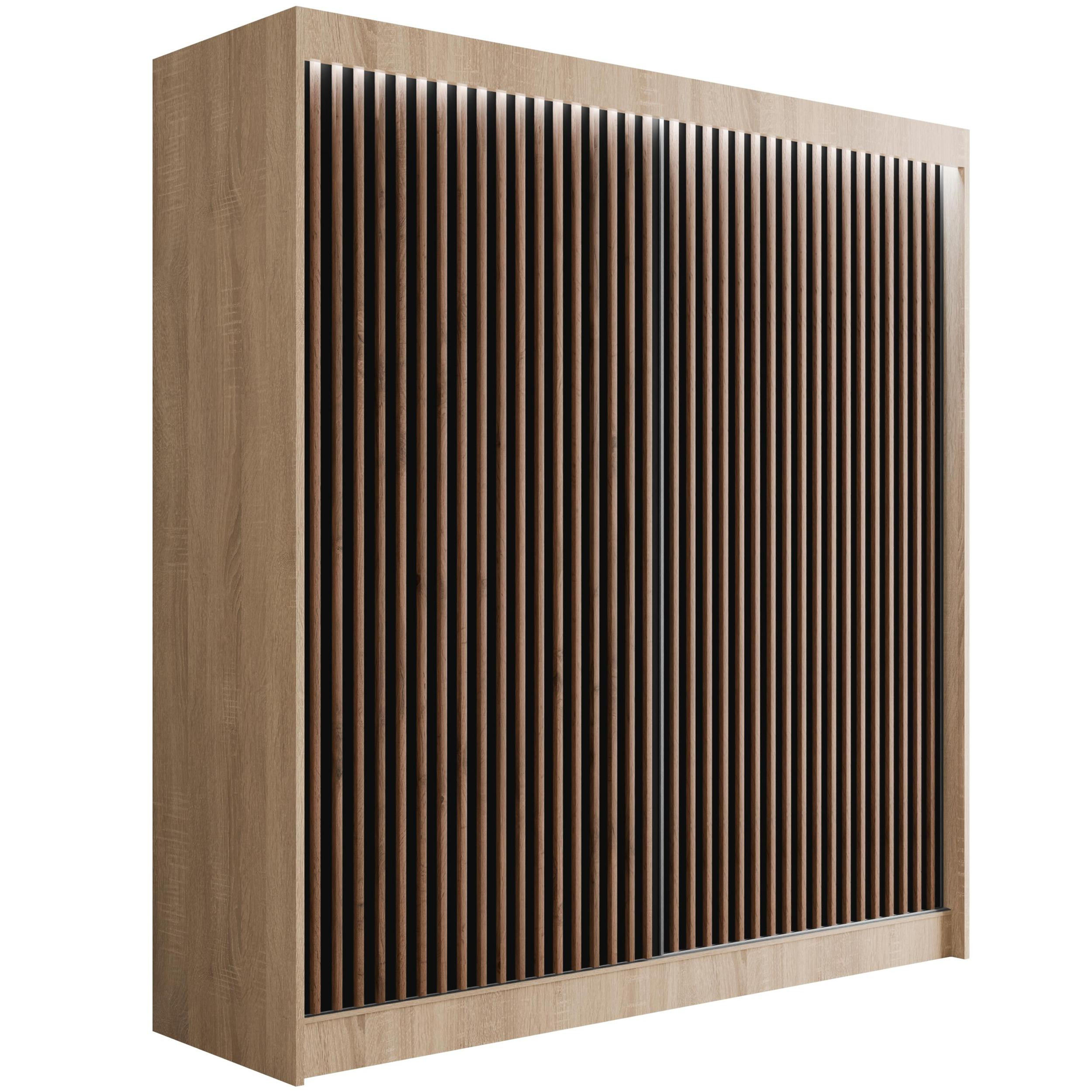 Szafa LED z drzwiami przesuwnymi i lamelami VILANv2 200 x 215 cm