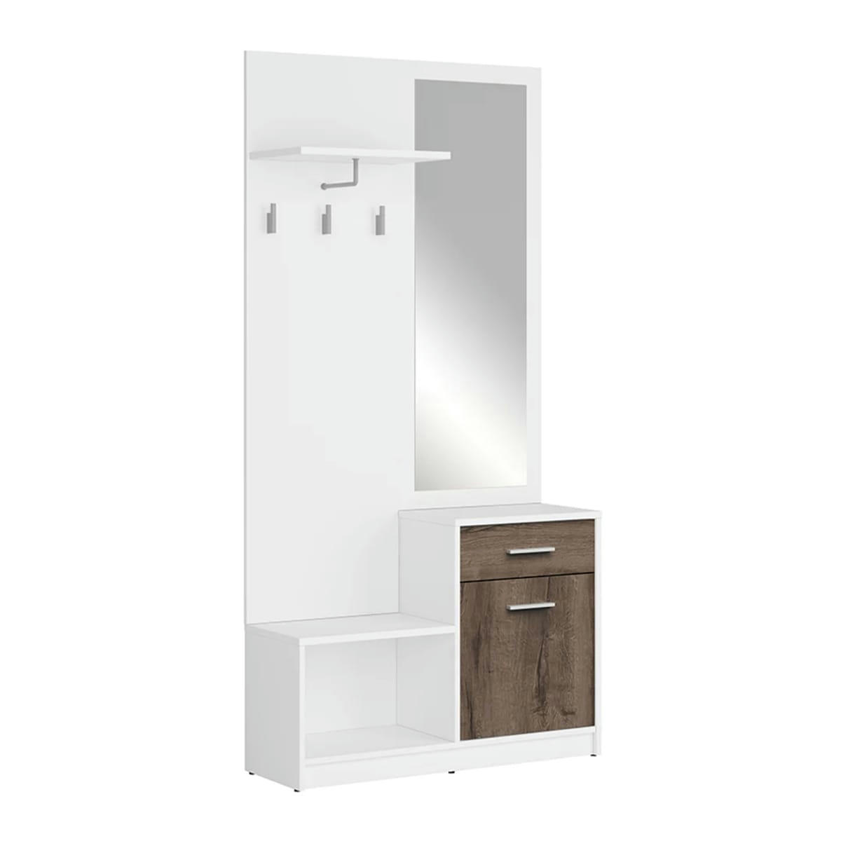 - Meuble entrée stratifiés naturel foncé et blanc