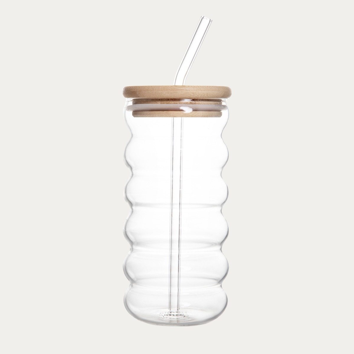 Szklanka BUBBLY SUMMER z bambusową pokrywką i szklaną słomką 0,45 l