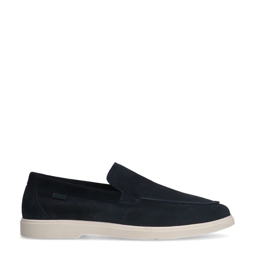 Manfield Donkerblauwe suède loafers
