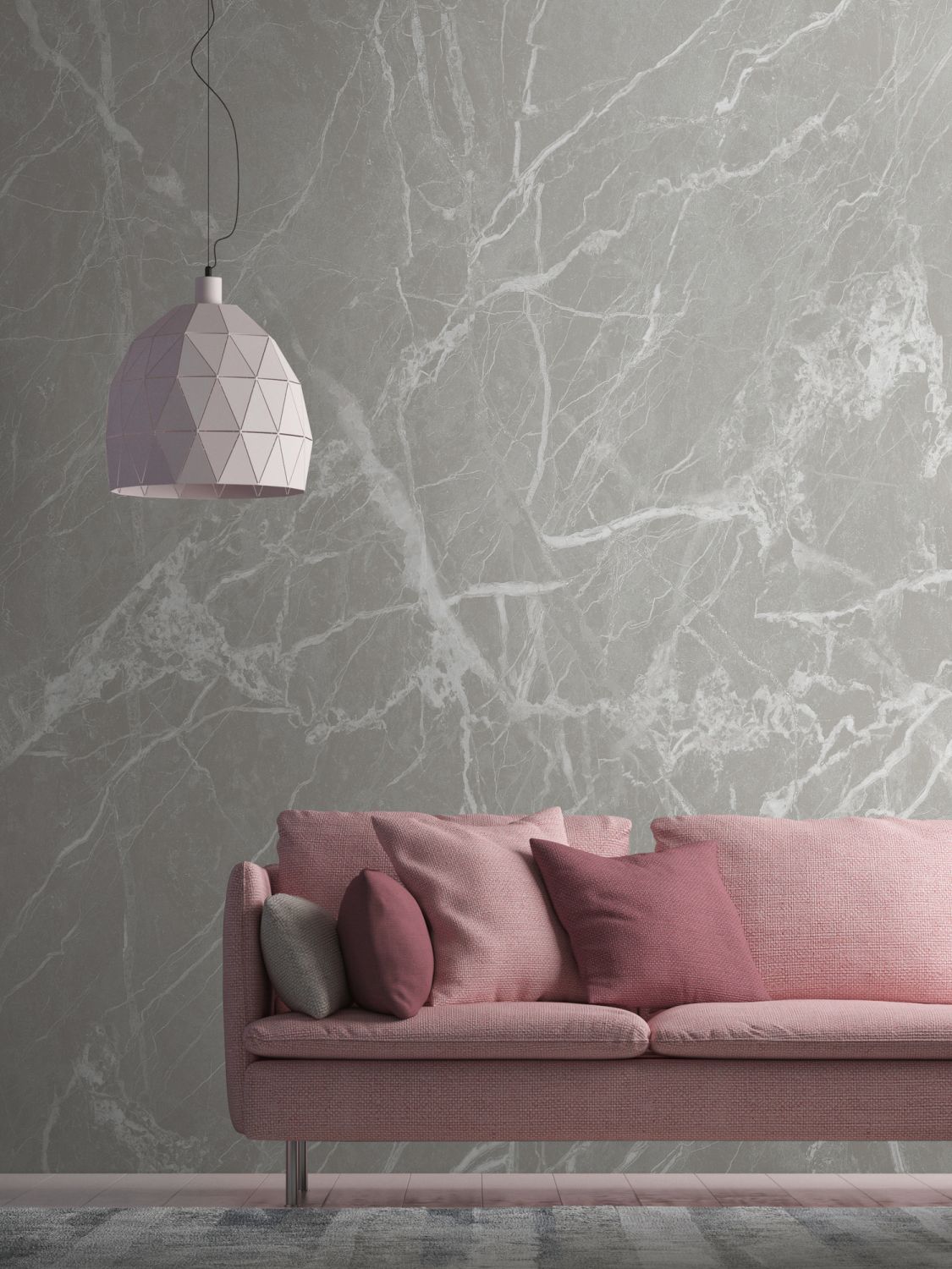 One Wall one Role fotobehang marmer grijs en wit - 371 x 280 cm - AS-382271