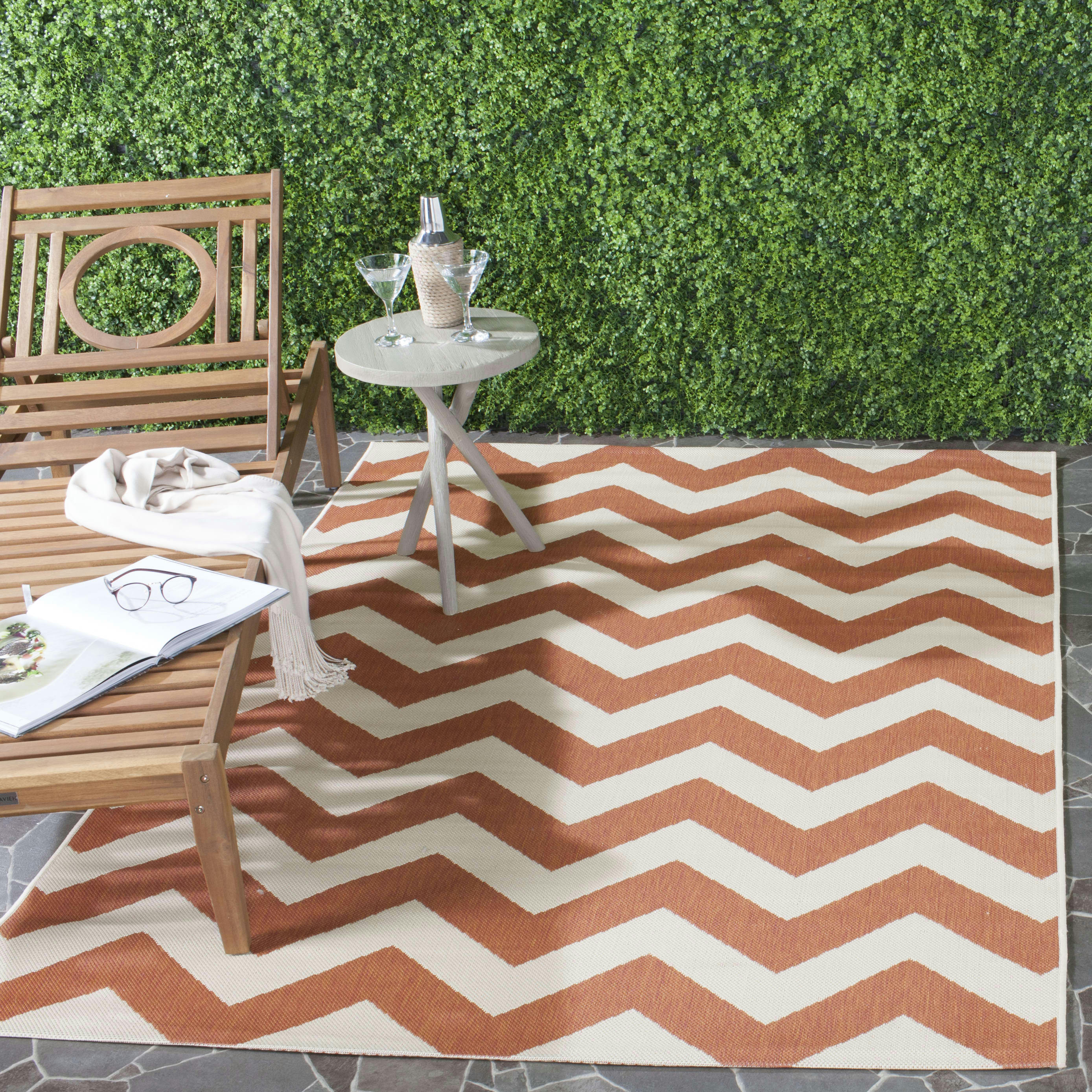 COURTYARD - Tapis interieur & exterieur en terracotta & beige, 160 x 231 cm