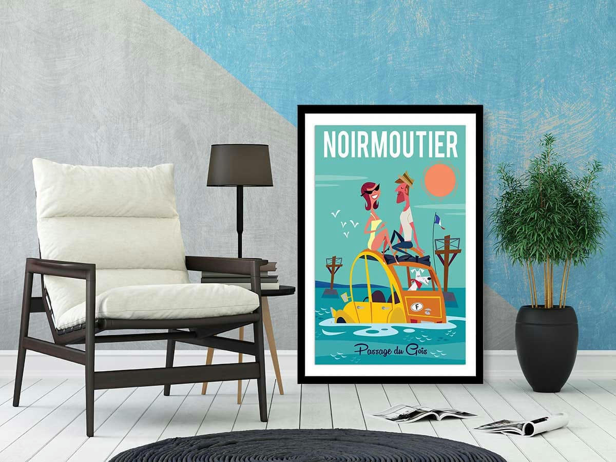 - Affiche Noirmoutier avec cadre noir 20x30cm