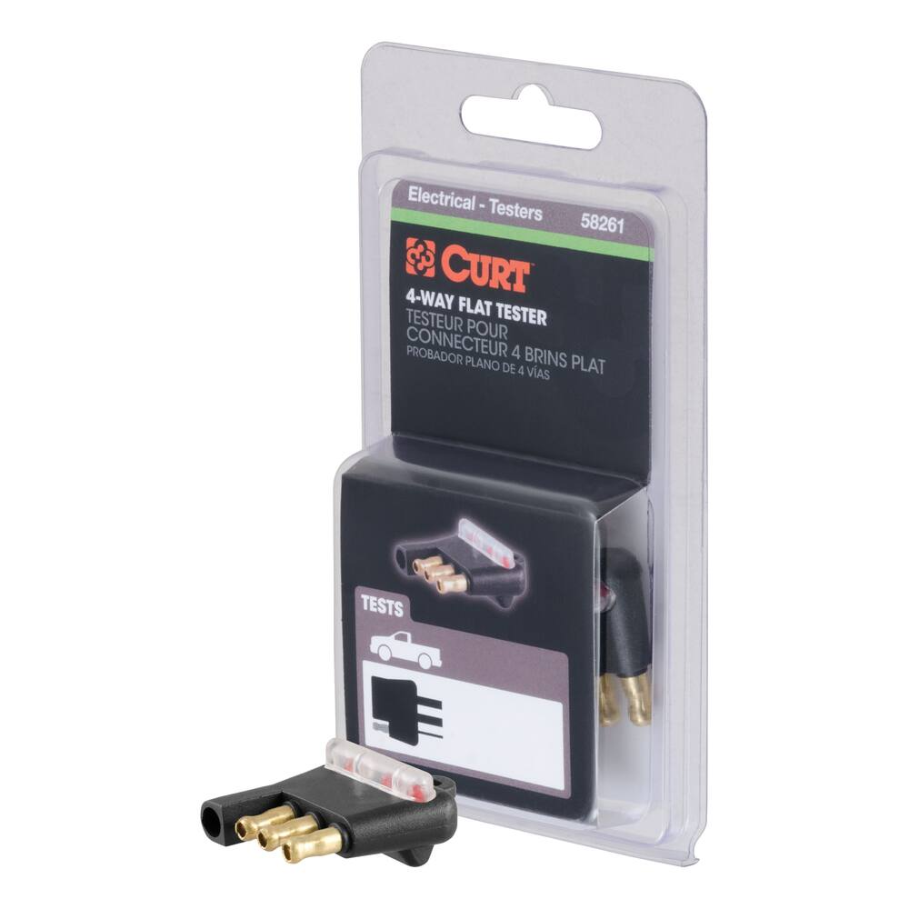 CURT 58261 4-Way Flat Vehicle Connector Tester (Packaged)