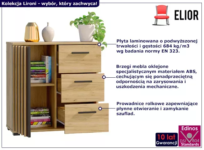 Komoda z lamelami na nóżkach - Navro