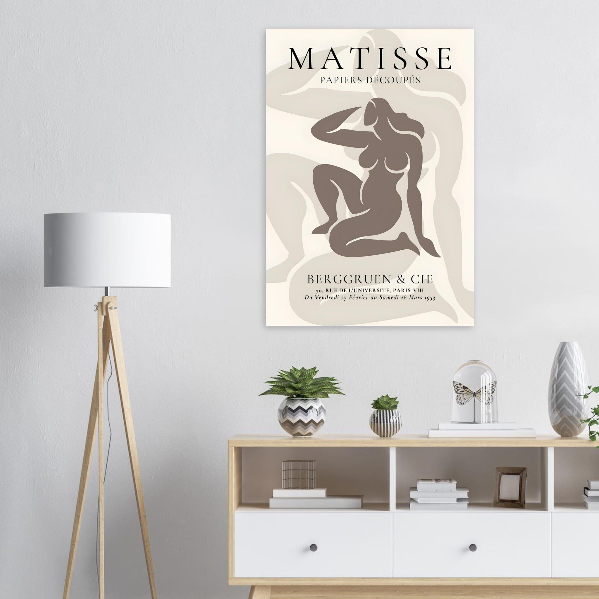 Artfulprints Poster Matisse - Shapes of her  - 70x100 cm - Taupe