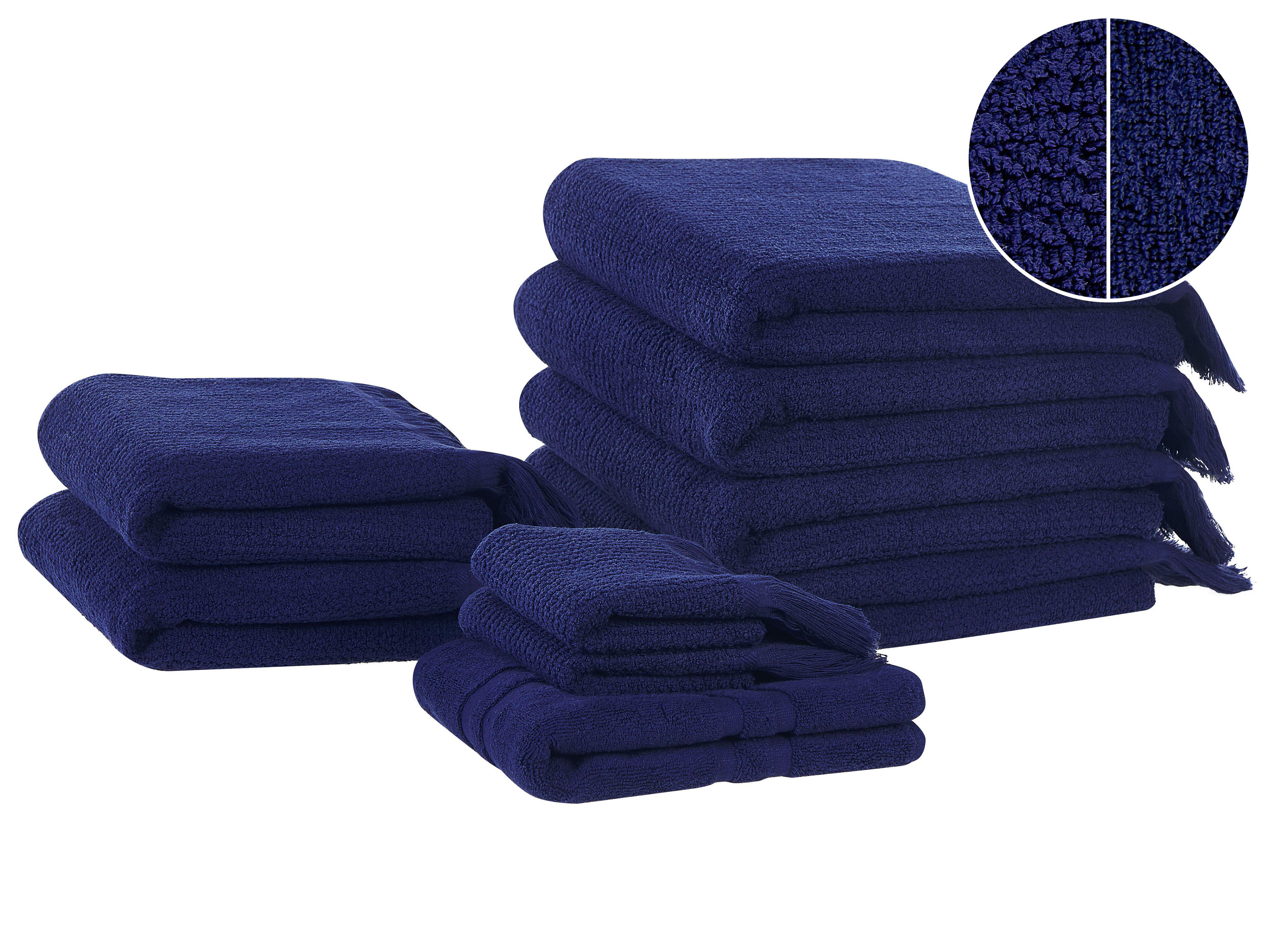 Set of 2 Towels ATIU Terry Cotton Navy Blue