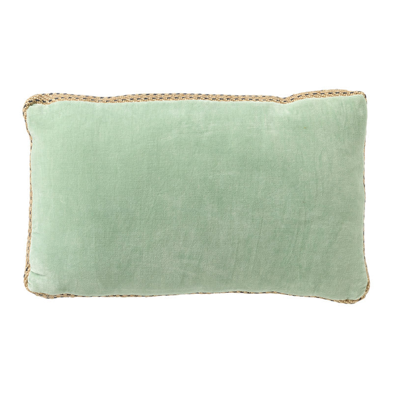 MANOE - kussenhoes 30x50 cm - effen kleur - jute rand - Cameo Green - groen