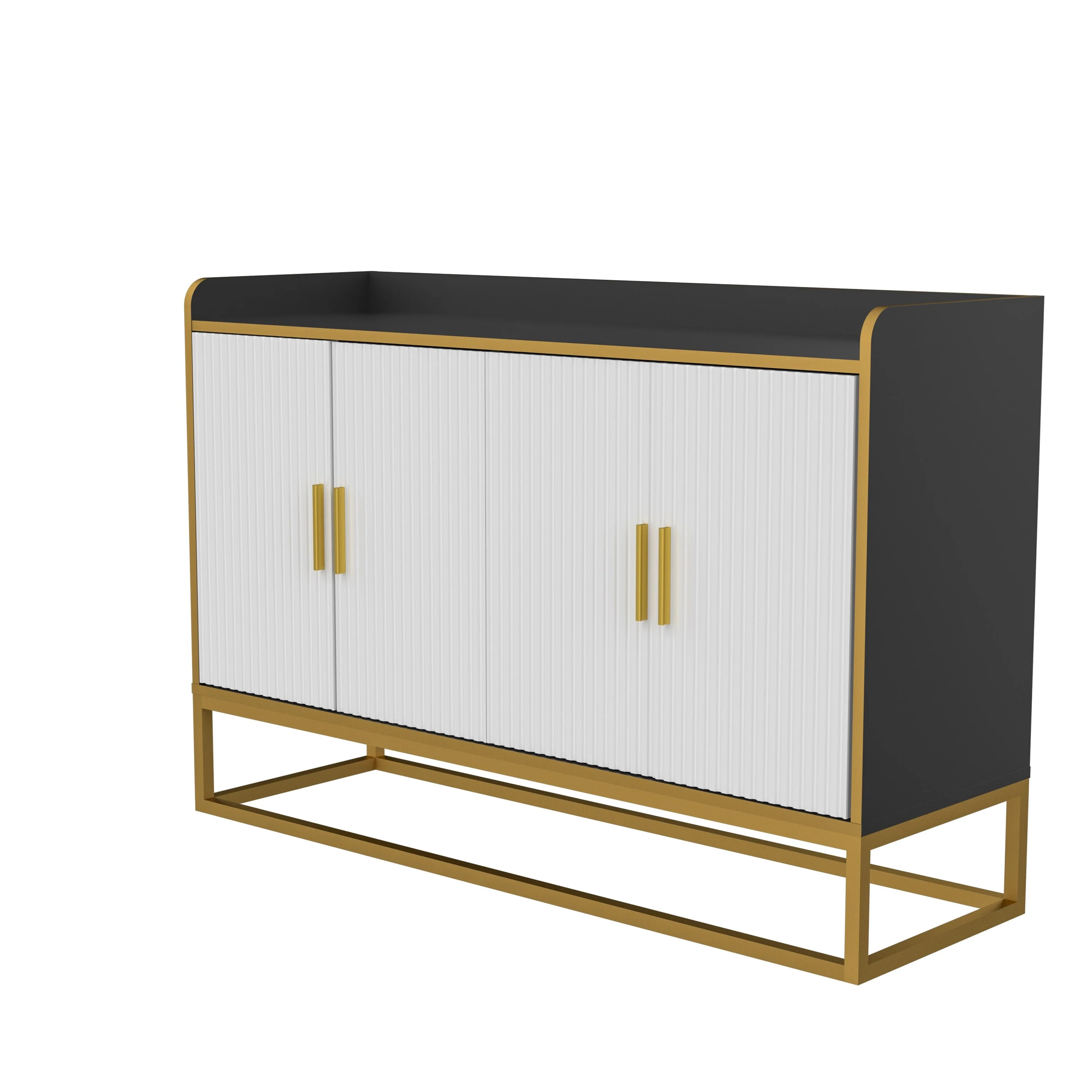 Modern Buffet Storage Cabinet with Shelves and Metal Legs for Living Room, Kitchen