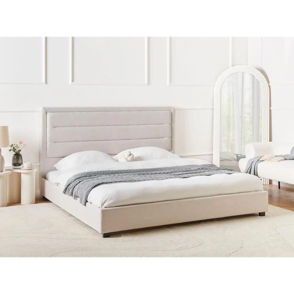 ROUEN - Bed - Lichtbeige - 180 x 200 cm - Polyester