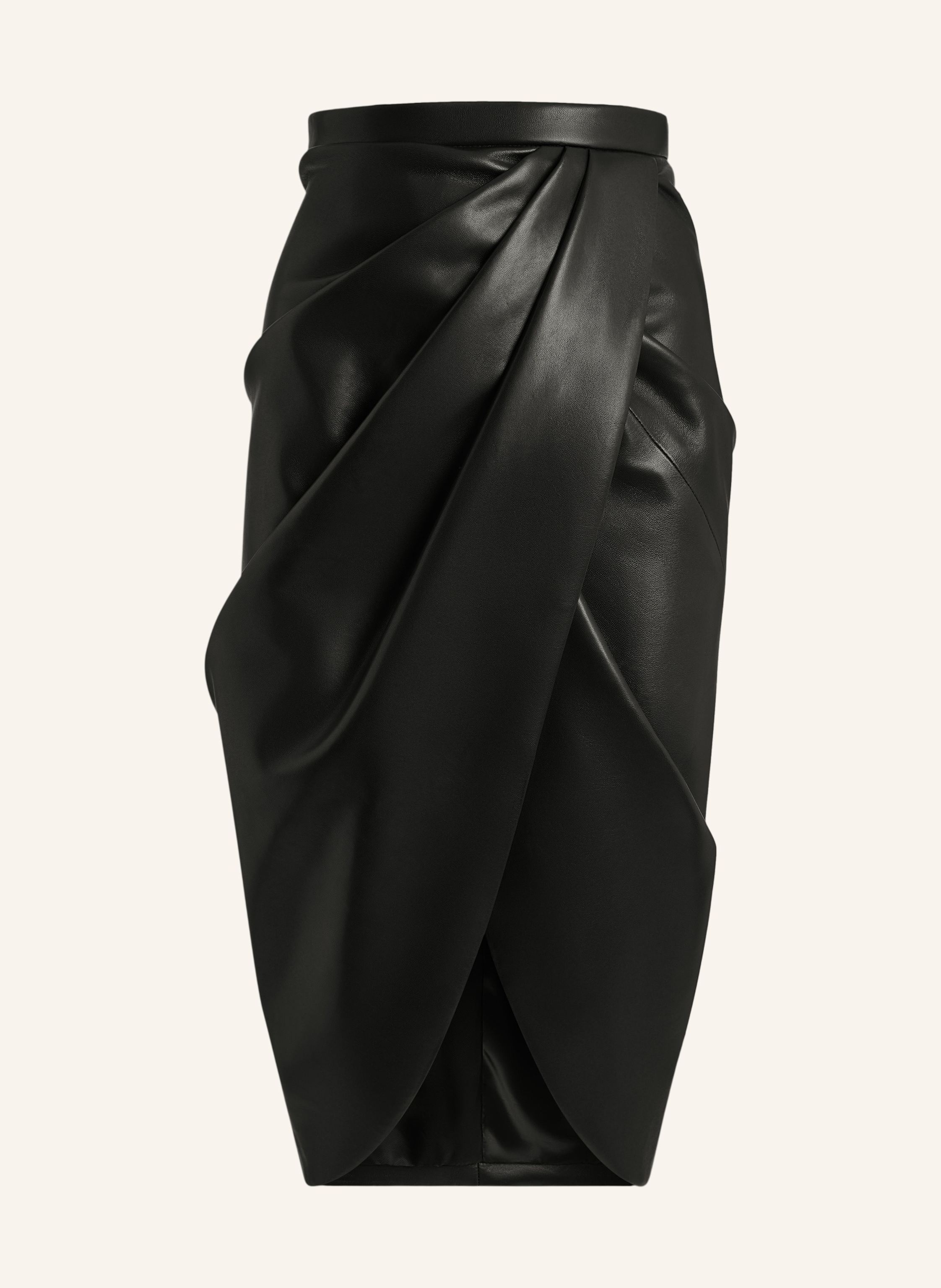 BALMAIN Halblanger, drapierter Rock aus Lammleder