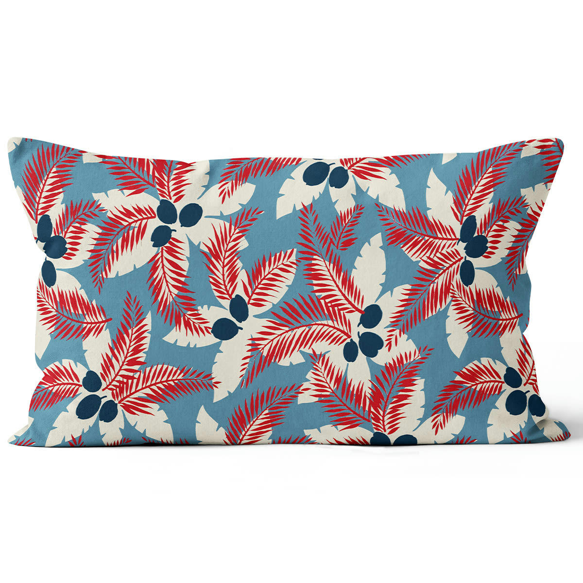 - Coussin floral polyester bleu 40x60cm